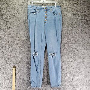 Universal Thread Jeans Womens 8/29R Blue Skinny Distressed Button Fly Denim